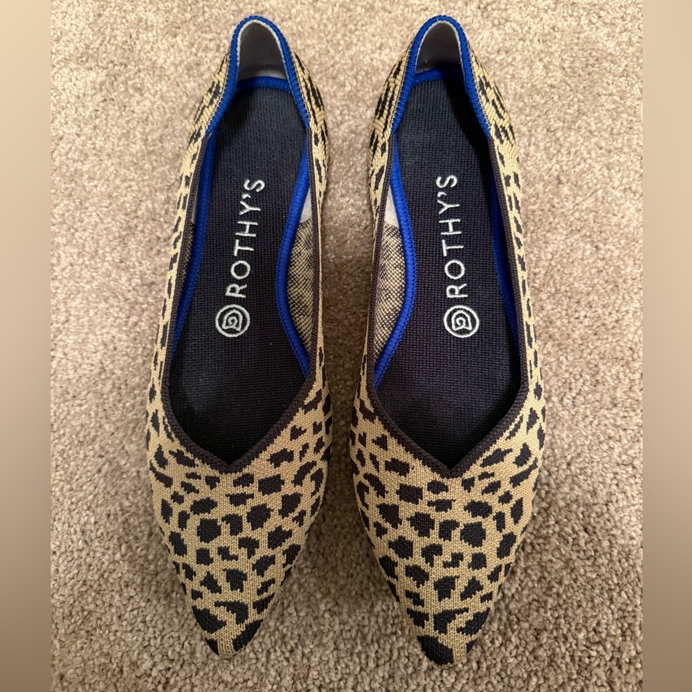 Rothy's Tan and Black Leopard Flats SZ 8